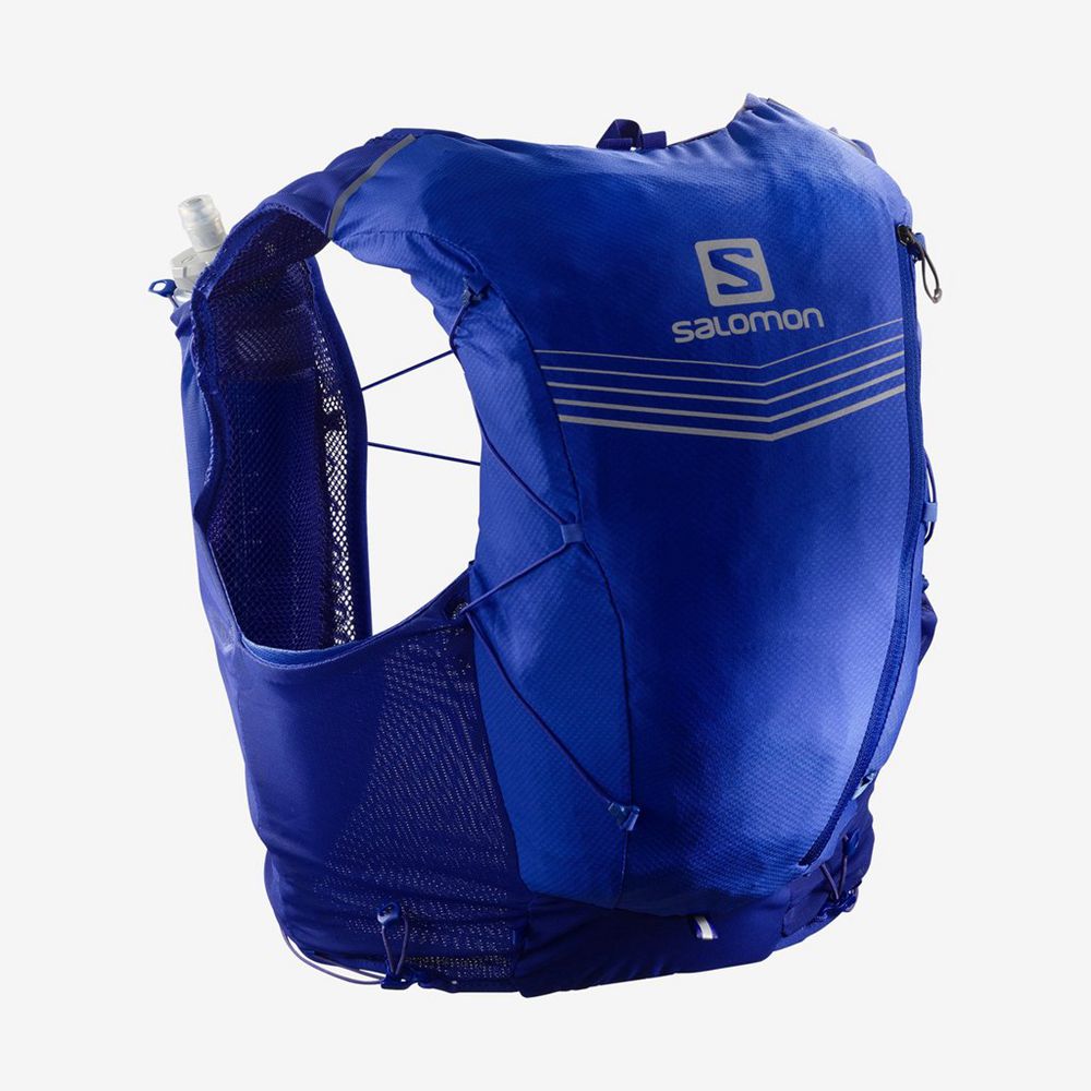 Salomon ADV SKIN 12 SET HYDRATION PACK Mochila Trail Running Hombre - Azules - Colombia (69784-CRGM)